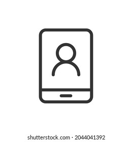 Mobile user minimal line icon. Web stroke symbol design. Mobile user sign isolated on a white background. Premium line icon.