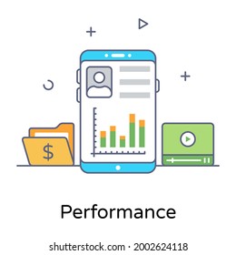 Mobile user performance icon in trendy design
