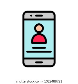 Mobile user profile vector, Social media filled style editable stroke icon