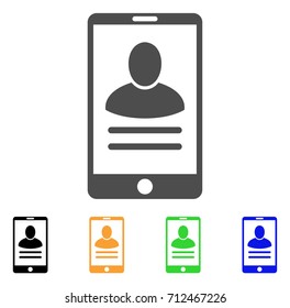 Mobile User Properties icon. Vector illustration style is a flat iconic mobile user properties symbol with black, gray, green, blue, yellow color variants. Designed for web and software interfaces.