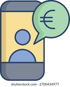 usuários móveis euro linear color icon design