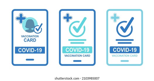 mobile Vaccine passport icon. International vaccination certificate against covid-19 with check mark. Covid-19 proof of vaccination card vector. Vector illustration