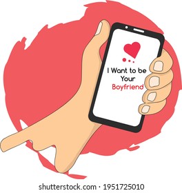 Mobile vector art with i want to be your boyfriend