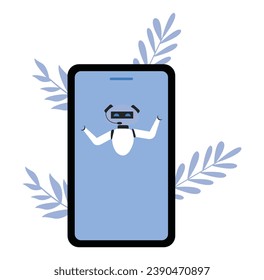 mobile vector icon with color background with leaf and artificial element on top. isolated flat gadget graphics design. corporate element cellphone. digital business  device.