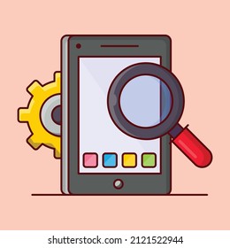 ilustración del vector móvil en un fondo transparente. Símbolos de calidad superior. Iconos planos de línea vectorial para el diseño de conceptos y gráficos. 