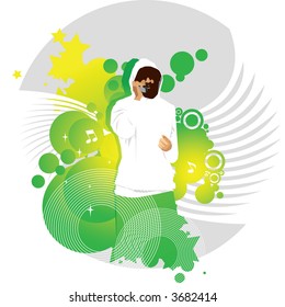 Mobile vector illustration series - young casual man on the cell phone