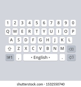 Mobile Vector Keyboard For Smartphone. Caps Letters Set