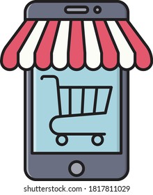 mobile vector line flat icon 