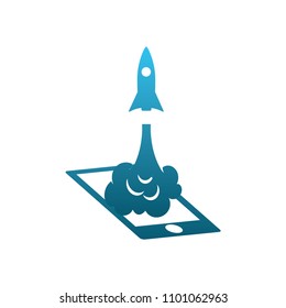 mobile vector logo template, rocket mobile vector logo template 