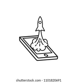 mobile vector logo template, rocket mobile vector logo template