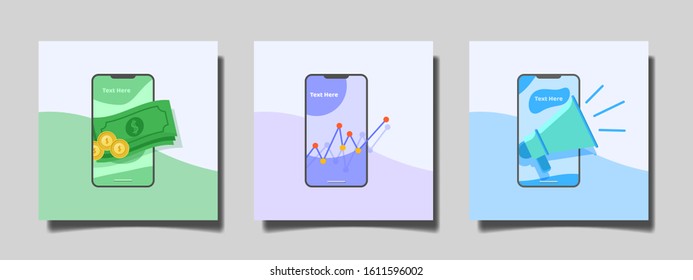 Mobile vector, set of cellular vector  flat illustrations, business concept mobile app.