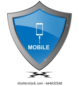 mobile vector and shield isolated,3d illustration