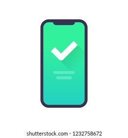 Mobile verification flat check mark vector icon