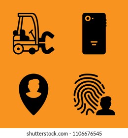mobile, verification, industry and technology icons set. Vector illustration for web and design