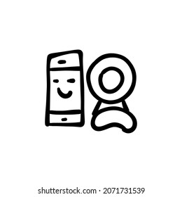 mobile video camera icon in vector. Logotype - Doodle