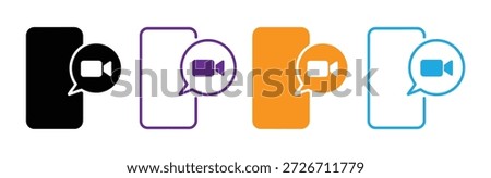 Mobile video chat icons in different colors and styles. Mobile Video call icon vector illustration. Mobile Video Chat icon design with white background stock illustration.