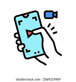 mobile video color icon vector. mobile video sign. isolated symbol illustration