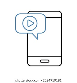 mobile video concept line icon. Simple element illustration. mobile video concept outline symbol design.