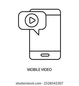 ícone de linha de conceito de vídeo móvel. Ilustração de elemento simples. conceito de vídeo móvel esboço de símbolo.