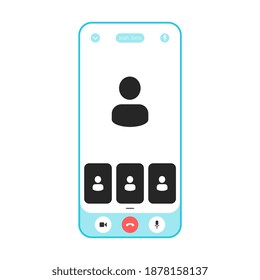 Mobile Video conference user interface, video conference calls window overlay. Four Users.