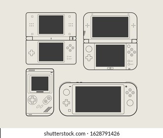 Mobile video console vector illustration. Video game console portable. Creative switch console. 