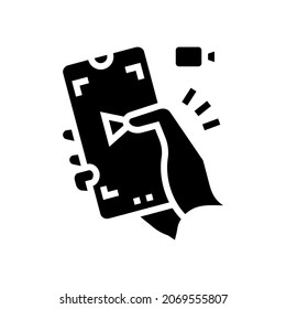 vector de icono de glifo de vídeo móvil. señal de video móvil. símbolo de contorno aislado ilustración negra