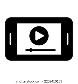 Mobiles Videosymbol einzeln auf weißem Hintergrund