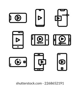 Mobiles Videosymbol oder Logo einzeln auf Zeichensymbolen, Vektorgrafik - hochwertige Vektorsymbole in schwarzem Stil