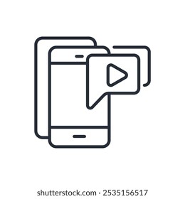 ícone de vídeo móvel. vetor.Editável símbolo estilo traço.linear para usar web design,ilustração logo.Symbol.