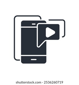 mobile video icon. vector.Editable stroke.linear style sign for use web design,logo.Symbol illustration.