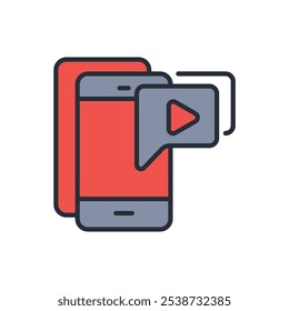 mobile video icon. vector.Editable stroke.linear style sign for use web design,logo.Symbol illustration.
