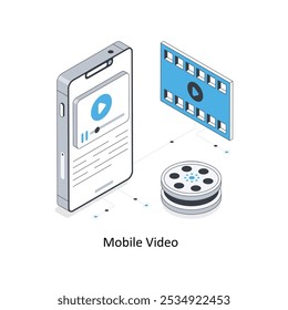 Mobile Video isometric stock illustration. EPS File stock illustration