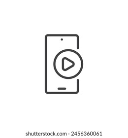 Symbol für mobile Video-Linie. Lineares Stilzeichen für mobiles Konzept und Webdesign. Smartphone und Button Gliederung Vektorgrafik Symbol. Symbol, Logo-Darstellung. Vektorgrafik-Grafiken