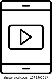 Mobile Video Line Vector Icon Design