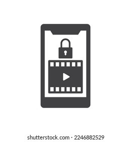 Mobile Video Lock Icon Sign Symbol