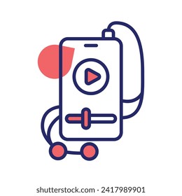 Mobile video music with handsfree, amazing icon of mobile video music