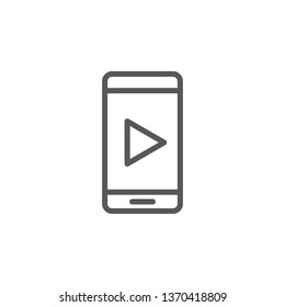 Mobile, video, play vector icon. Element of phone for mobile concept and web apps illustration. Thin line icon for website design and development. Vector icon