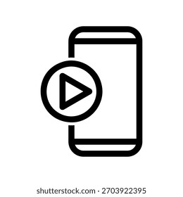 Ícone do player de vídeo móvel, botão de reprodução na tela