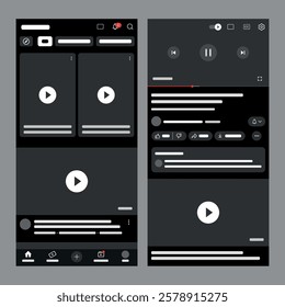 Mobile Video Player Interface Mockup – Dark Theme UI Design