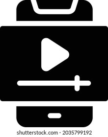 mobile video player vector glyph flat icon