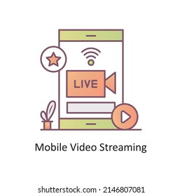 Mobile Video Streaming vector Outline Icon Design illustration. Mobile Marketing Symbol on White background EPS 10