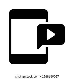 mobile video vector glyph flat icon 