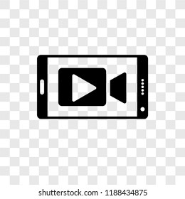 Mobile video vector icon isolated on transparent background, Mobile video transparency logo concept