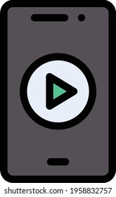 mobile video vector line colour icon