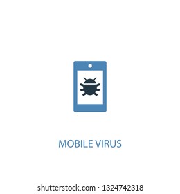 mobile virus concept 2 colored icon. Simple blue element illustration. mobile virus concept symbol design. Can be used for web and mobile UI/UX