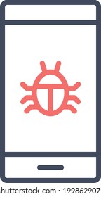 Mobile, virus, hacked, bug icon vector image. Can also be used for network  data sharing. Suitable for use on web apps, mobile apps and print media.