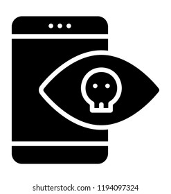 Mobile virus in a smartphone having danger sign