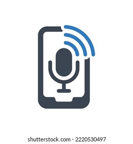 Mobile Voice Assistant Icon (Vector Illustration)