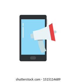 mobile voice loudspeaker icon in flat style isolated. Vector Symbol illustration.