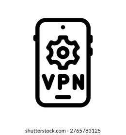 Mobile VPN Configuration Settings Outline Graphic Sign
